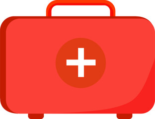 Poster - First aid set semi flat color raster object. Full sized item on white. Medicine chest. Medications for urgent help simple cartoon style illustration for web graphic design and animation
