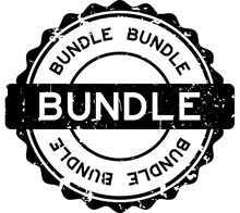 Grunge Black Bundle Word Round Rubber Seal Stamp On White Background