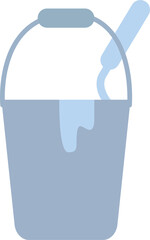 Poster - Bucket with grey paint for walls semi flat color raster object. Full sized item on white. Interior design. Home repair simple cartoon style illustration for web graphic design and animation
