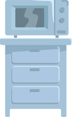 Poster - Microwave oven on kitchen table semi flat color raster object. Full sized item on white. Apartment and office arrangement simple cartoon style illustration for web graphic design and animation