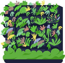 Poster - Wall decorated with flowers semi flat color raster object. Full sized item on white. Flowers in blossom. Urban gardening simple cartoon style illustration for web graphic design and animation