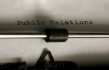 Aufkleber - Text Public Relations typed on retro typewriter