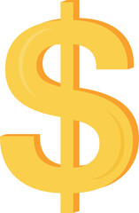 Poster - Dollar sign semi flat color raster object. Full sized item on white. Currency. Financial symbol. Money and cash simple cartoon style illustration for web graphic design and animation