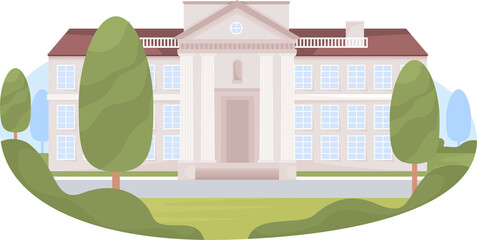 Aufkleber - building of college 2d raster isolated illustration. antique university building flat object on cart