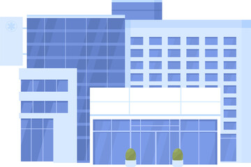 Poster - Hospital building semi flat color raster object. Full sized item on white. Medicine simple cartoon style illustration for web graphic design and animation. Akrobat font used