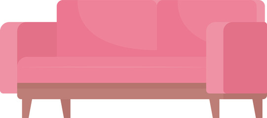 Poster - Pink sofa semi flat color raster object. Furniture for living room.  Modern couch. Full sized item on white. Simple cartoon style illustration for web graphic design and animation