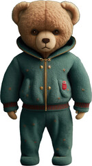 Sticker - Cute, funny teddy bear dressed in fashionable modern clothes. Isolated bear slogan with a bear doll. Generative AI