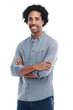 © Shubham/peopleimages.com - Man, smile and arms crossed portrait while happy isolated on a transparent, png background. Confident black male model with a positive attitude or mindset and alpha channel for casual fashion style