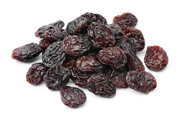 Canvas Print - Heap of black flame raisins from Chili close up isolated on white background