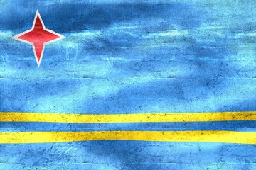 Wall Mural - Aruba flag - realistic waving fabric flag