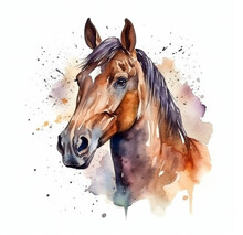 Watercolor Horse Illustration , Portrait , Generative Ai