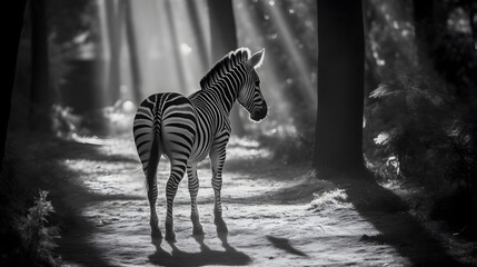 シマウマの白黒写真 | Black and white photo of a zebra Generative AI