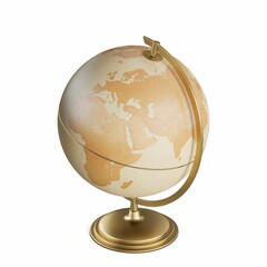 Wall Mural - 3d brown globe model isolated on a white background.