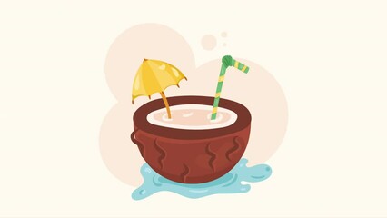 Poster - fresh coconut cocktail drink animation