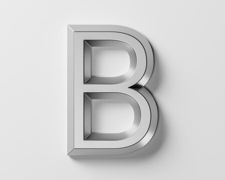 Letters made of metal. 3d illustration of iron alphabet isolated on white background