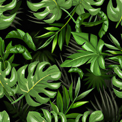 green exotic jungle leaves background