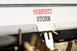 Perfect storm symbol. Concept words Perfect storm typed on beautiful old retro typewriter. Beautiful white background. Business and Perfect storm concept. Copy space.