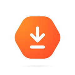 Poster - 3D download button icon. Upload icon. Down arrow bottom side symbol. Click here button. Save cloud icon push button for UI UX, website, mobile application.