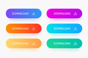 Poster - 3D download button icon. Upload icon. Down arrow bottom side symbol. Click here button. Save cloud icon push button for UI UX, website, mobile application.
