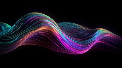Poster - A stunning abstract background with glowing neon lines that represent data transfer. This scientific digital wallpaper is perfect for illustrating the concept of neurolink. Generative ai