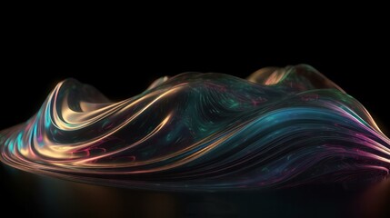 Poster - A stunning abstract background with glowing neon lines that represent data transfer. This scientific digital wallpaper is perfect for illustrating the concept of neurolink. Generative ai