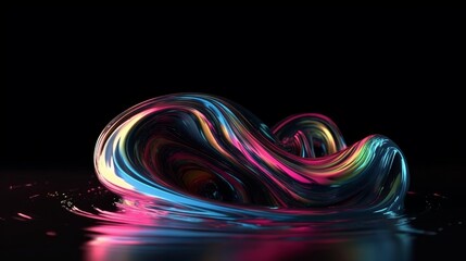 Poster - A stunning abstract background with glowing neon lines that represent data transfer. This scientific digital wallpaper is perfect for illustrating the concept of neurolink. Generative ai