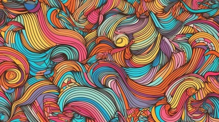 Wall Mural - An abstract painting with colorful wavy lines. Generative AI