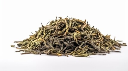 Wall Mural - A pile of dried rubbed thyme isolated on white. Generative ai