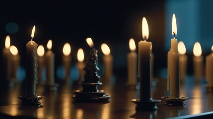 Aufkleber - Row of candles against black background. Generative ai