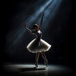 A ballerina dancing gracefully on stage. The dancer is wearing a tutu and pointe shoes, and her movements are fluid and effortless.