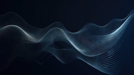  a blue wave of lines on a dark background with a black background and a white line in the middle of the wave is the shape of a wave.  generative ai