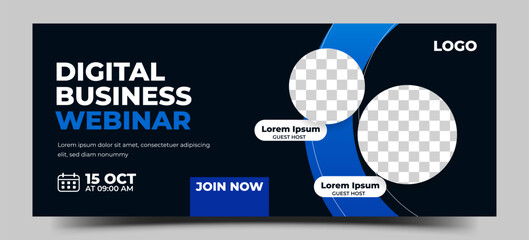 Wall Mural - Business webinar horizontal banner template design