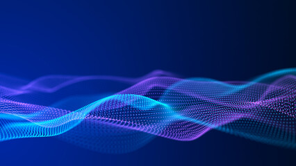 Fototapete - Abstract wave of musical sounds. Smooth information transfer. 3D rendering.