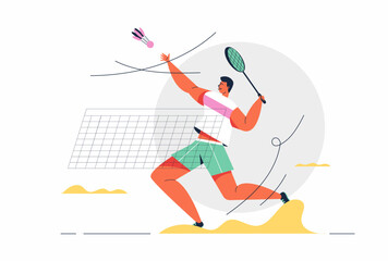 Badminton athlete man playing in games