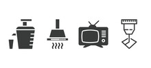 set of electronic device and filled icons. electronic device and glyph icons included cold-pressed juicer, exhaust hood, television, laser hine vector.