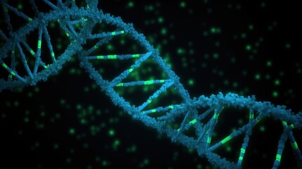Wall Mural - dna molecule on a dark background. biotechnology concept. generative ai