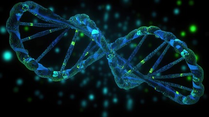 Wall Mural - dna molecule on a dark background. biotechnology concept. generative ai