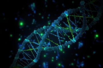 Wall Mural - dna molecule on a dark background. biotechnology concept. generative ai