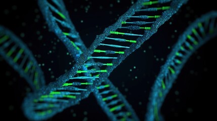 Wall Mural - dna molecule on a dark background. biotechnology concept. generative ai