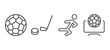 © Abstract - set of sport and games thin line icons. sport and games outline icons included football ball, equipment, wushu, football channel vector.