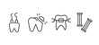set of dental health thin line icons. dental health outline icons included dental hook, broken tooth, brackets, chewing gum vector.