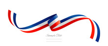 French Flag Ribbon Vector Illustration. France Flag Ribbon On Abstract Isolated On White Color Background