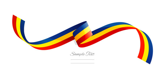 Wall Mural - Romanian flag ribbon vector illustration. Romania flag ribbon on abstract isolated on white color background