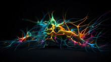Brain Neuron, Bright Color. Generative Ai