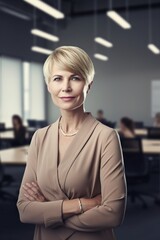 Experienced middle-aged female professional in modern office space