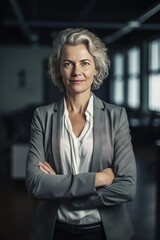 Experienced middle-aged female professional in modern office space
