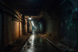 Fototapeta Desenie - Abandoned Subway Tunnel. Generated in the AI.