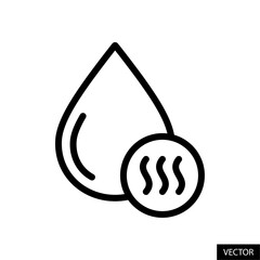 Poster - Hot water drop vector icon in line style design for website, app, ui, isolated on white background. Editable stroke. Vector illustration.