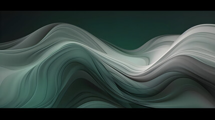 Wall Mural - dark sea green, very dark green and light gray abstract wavy wallpaper background. generative ai