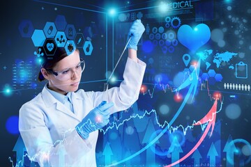 Wall Mural - scientists person experimenting do research of human biology